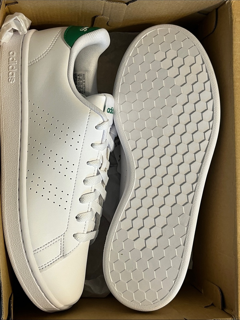 adidas White Leather Sneakers- Men’s size 8, fits a woman’s size 9. - Picture 3 of 3